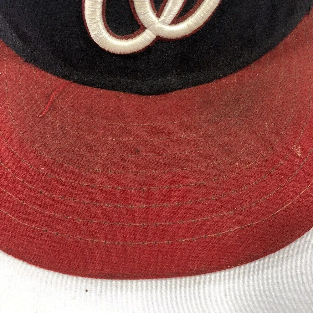 VTG Washington Nationals New Era On Field Fitted Hat Cap 7 3/8 USA Made Discolor - Picture 2 of 16